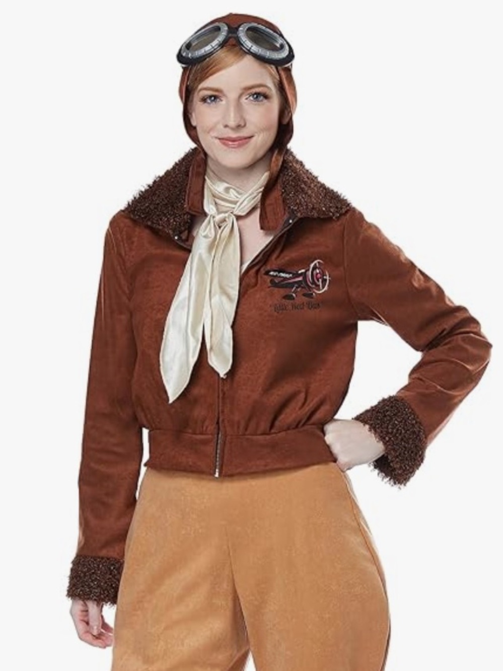 NWT Aviator Amelia Earnhardt Faux-Shearling Costume Jacket with Goggles